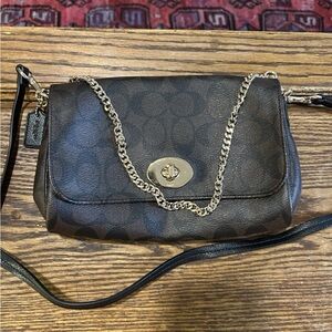 Coach Mini Bags Ruby Brown Leather Signature Turn Lock Detachable Crossbody